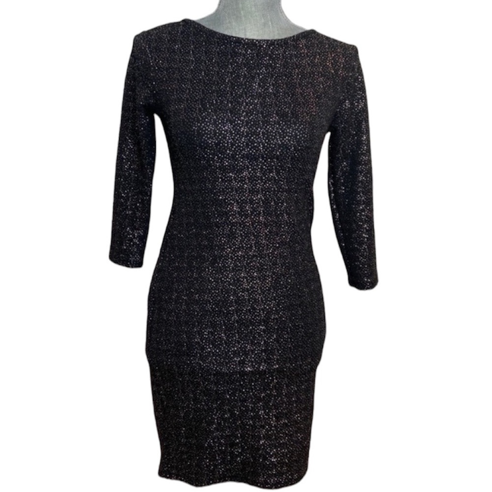 One Clothing Black Bodycon Dress with Gold Detailing Womens Size Small